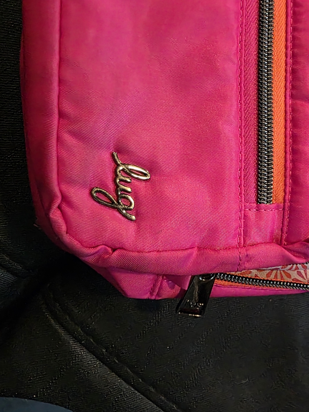 Lug Wrangler Medium Pink Cargo Crossbody Bag  Wide Guitar Strap Orange Trim - Picture 3 of 11